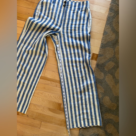 BODEN: 100% Linen- Classic Blue& White Striped Pants - Size 6R - Picture 6 of 9